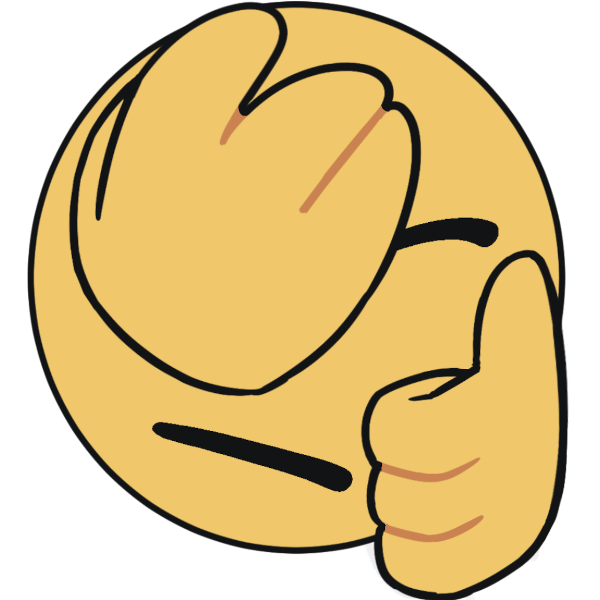 an emoji facepalming and giving a thumbs-up.